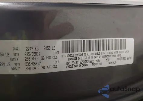 2017 Chrysler Pacifica Touring-L from USA, damaged, VIN 2C4RC1BG5HR821322